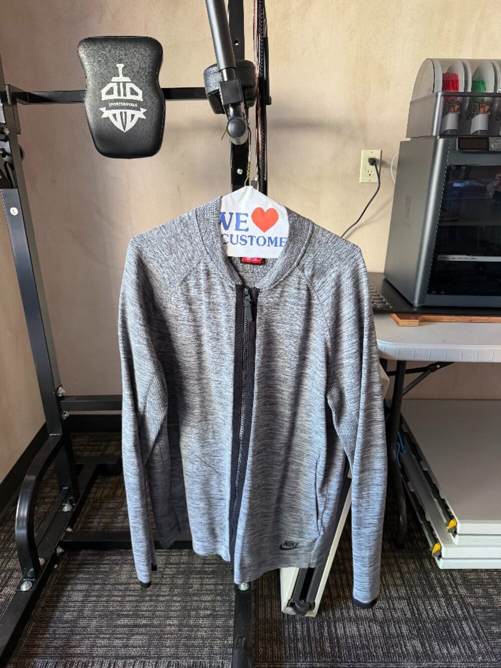 Nike Men’s Tech Knit Full-Zip Bomber Jacket Heather Gray Size L